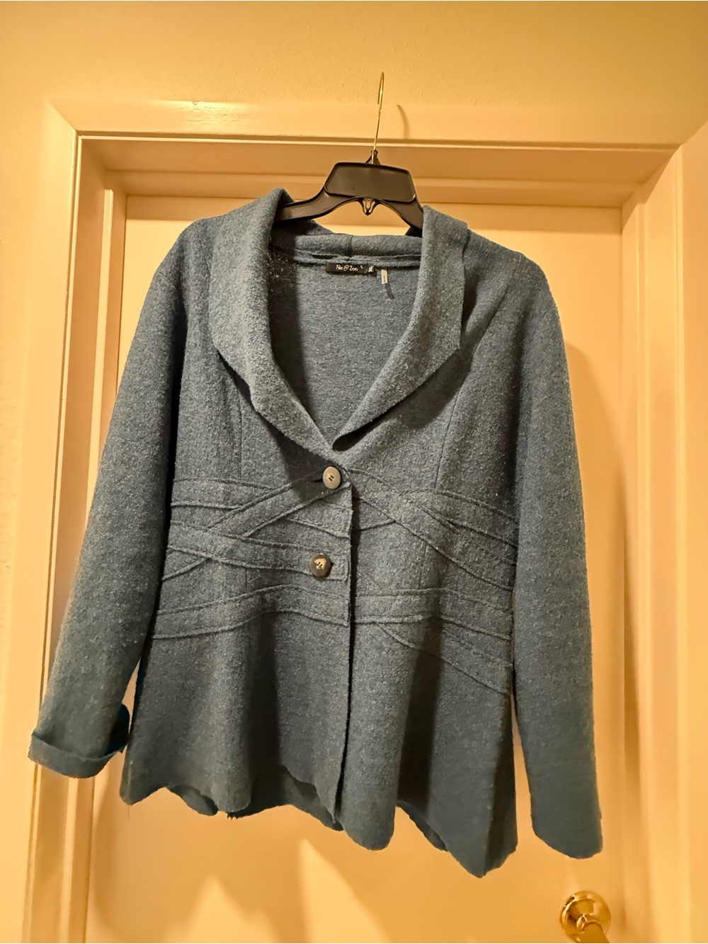NIC+ZOE Slate Blue Wool Collar Button Jacket